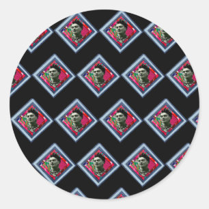 Frida Kahlo Retro Denim Diamond Runder Aufkleber