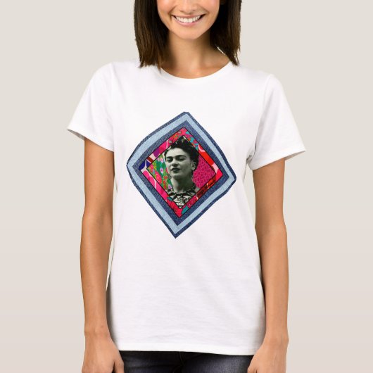Frida Kahlo Retro Denim Diamond T-Shirt (Vorderseite)