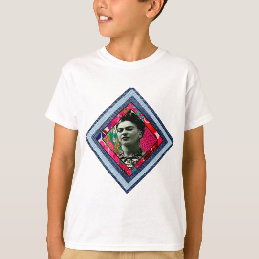 Frida Kahlo Retro Denim Diamond T-Shirt (Vorderseite)