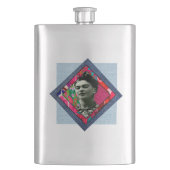 Frida Kahlo Retro Pink Denim Flachmann (Vorderseite)