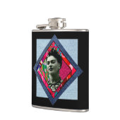 Frida Kahlo Retro Pink Denim Flachmann (Links)