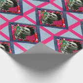 Frida Kahlo Retro Pink Denim Geschenkpapier (Ecke)