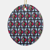 Frida Kahlo Retro Pink Denim Keramik Ornament (Links)