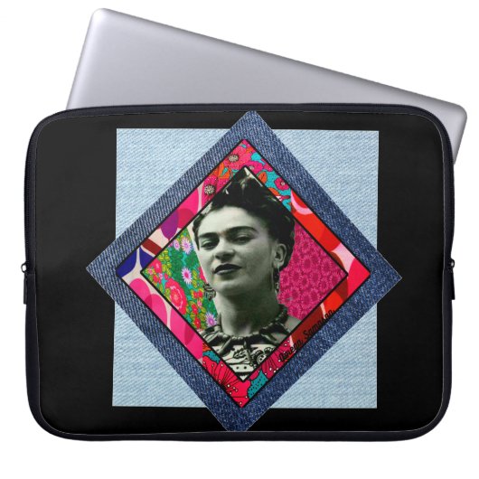 Frida Kahlo Retro Pink Denim Laptopschutzhülle (Vorderseite)
