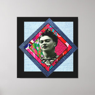 Frida Kahlo Retro Pink Denim Leinwanddruck