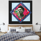 Frida Kahlo Retro Pink Denim Leinwanddruck (Insitu (Schlafzimmer))