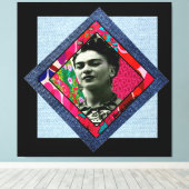 Frida Kahlo Retro Pink Denim Leinwanddruck (Insitu (Holzboden))
