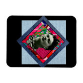 Frida Kahlo Retro Pink Denim Magnet (Horizontal)