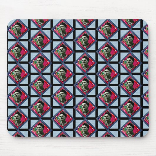 Frida Kahlo Retro Pink Denim Mousepad (Vorne)
