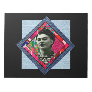 Frida Kahlo Retro Pink Denim Notizblock