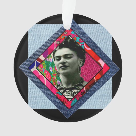 Frida Kahlo Retro Pink Denim Ornament (Vorderseite)