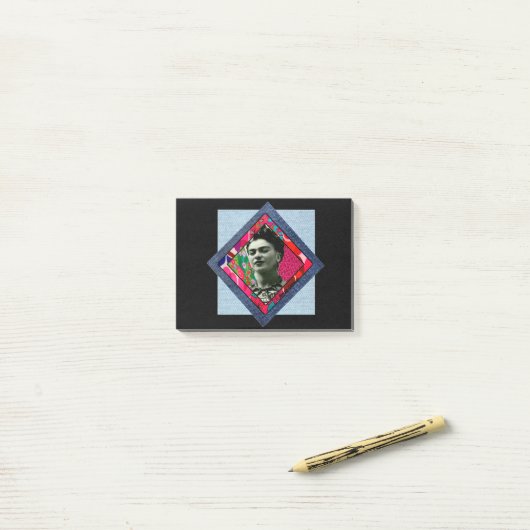 Frida Kahlo Retro Pink Denim Post-it Klebezettel (Auf Schreibtisch)
