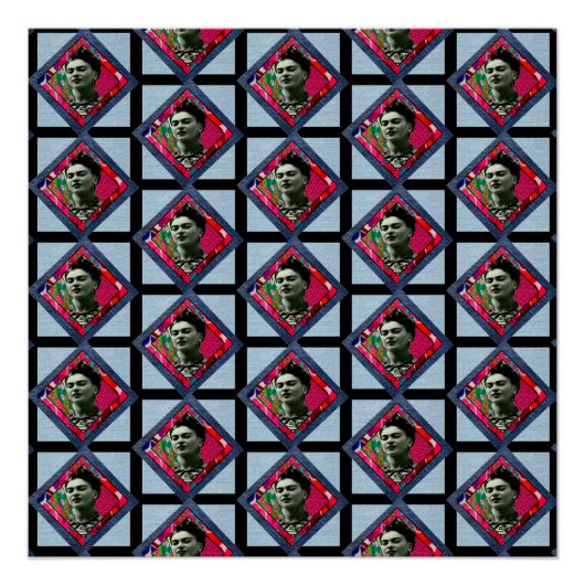 Frida Kahlo Retro Pink Denim Poster (Vorderseite)