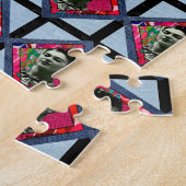 Frida Kahlo Retro Pink Denim Puzzle (Seite)