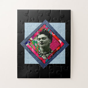 Frida Kahlo Retro Pink Denim Puzzle