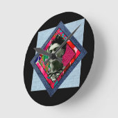 Frida Kahlo Retro Pink Denim Runde Wanduhr (Winkel)