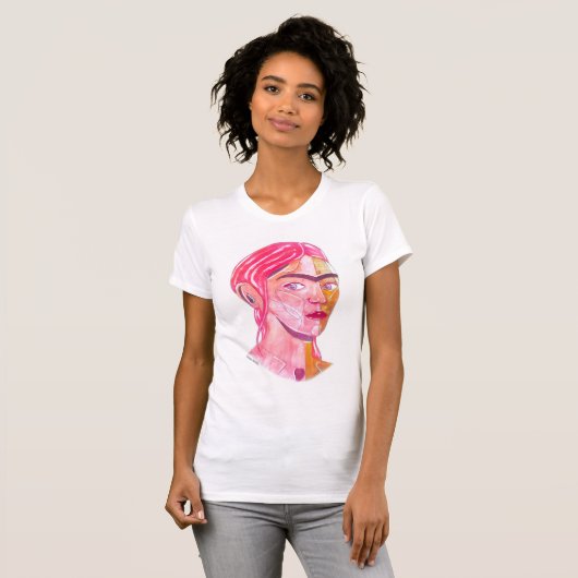 Frida Kahlo (rote Aquarellbilder) T-Shirt (Vorne ganz)