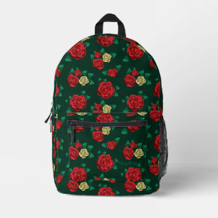 Frida Kahlo   Roter und goldener Rosenmuster Bedruckter Rucksack