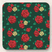 Frida Kahlo | Rotes und GoldRosen-Muster Getränkeuntersetzer (Vorderseite)