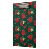 Frida Kahlo | Rotes und GoldRosen-Muster Klemmbrett (Links)