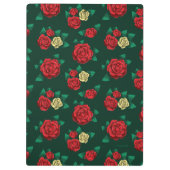 Frida Kahlo | Rotes und GoldRosen-Muster Klemmbrett (Rückseite)