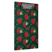 Frida Kahlo | Rotes und GoldRosen-Muster Klemmbrett (Rechts)