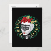 Frida Kahlo | Schädel mit Rose Kronen Postkarte (Vorne/Hinten)