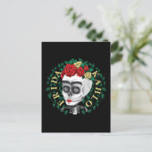 Frida Kahlo | Schädel mit Rose Kronen Postkarte (Stehend Vorderseite)