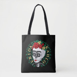 Frida Kahlo   Schädel mit Rose Kronen Tasche