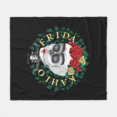 Frida Kahlo | Schädel mit Rosen-Krone Fleecedecke (Vorderseite (Horizontal))