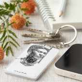 Frida Kahlo Schwarz-Weiß-Portrait Schlüsselanhänger (Vorderseite rechts)