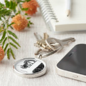 Frida Kahlo Schwarz-Weiß-Portrait Schlüsselanhänger (Seite)