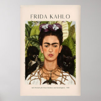 Frida Kahlo Selbstporträt mit Dornenhalskette und Poster