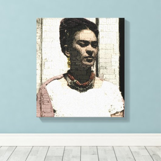 Frida Kahlo Textile Portrait Leinwanddruck (Insitu (Holzboden))
