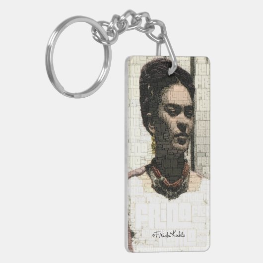 Frida Kahlo Textile Portrait Schlüsselanhänger (Vorderseite links)