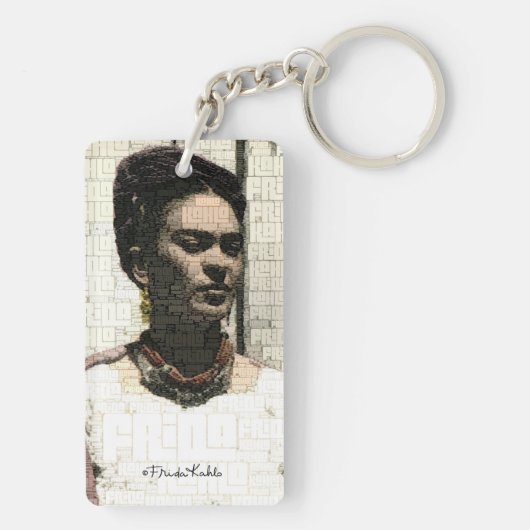 Frida Kahlo Textile Portrait Schlüsselanhänger (Rückseite)