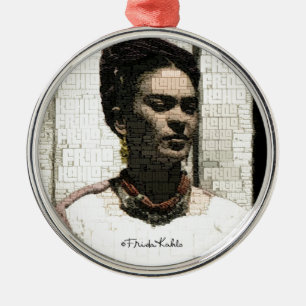 Frida Kahlo Textile Portrait Silbernes Ornament