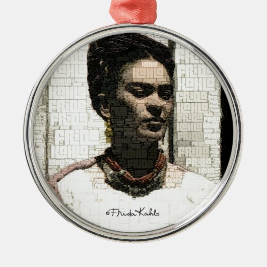 Frida Kahlo Textile Portrait Silbernes Ornament (Vorne)