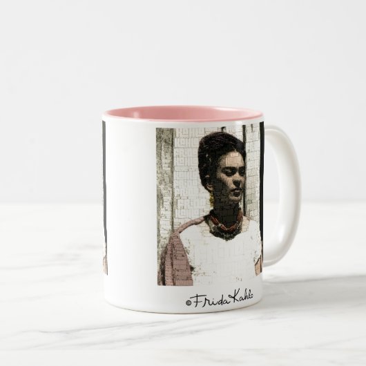 Frida Kahlo Textile Portrait Zweifarbige Tasse (VorderseiteRechts)