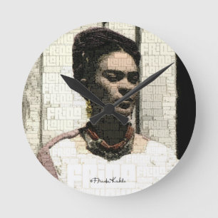 Frida Kahlo-Textilporträt Runde Wanduhr