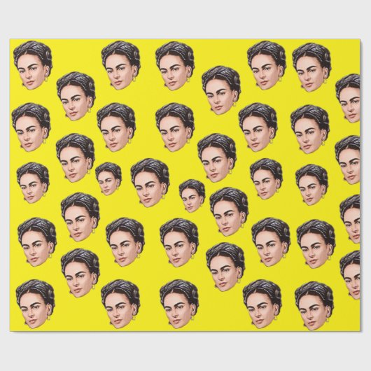 Frida Kahlo Toon Illustration Face Pattern Geschenkpapier (Flach)
