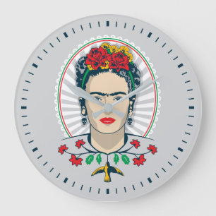 Frida Kahlo  Vintage Flora Große Wanduhr