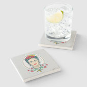 Frida Kahlo| Vintage Flora Steinuntersetzer (Seitenansicht)