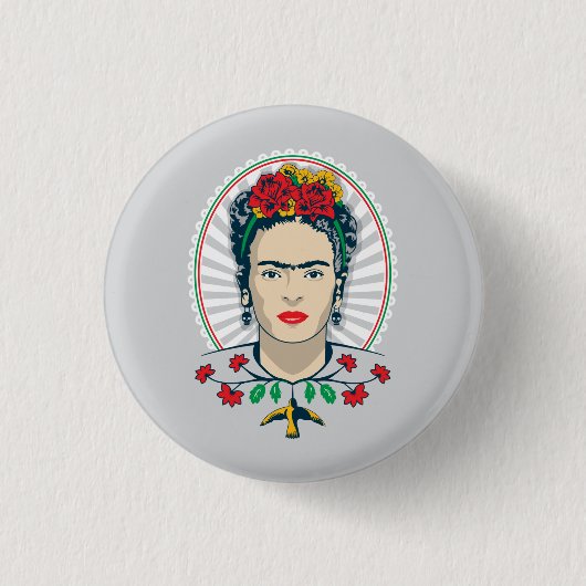 Frida Kahlo | Vintage Floral Button (Vorderseite)