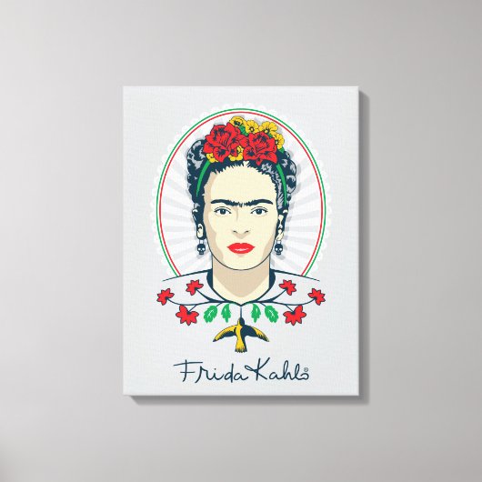 Frida Kahlo Vintage Floral Leinwanddruck (Vorderseite)