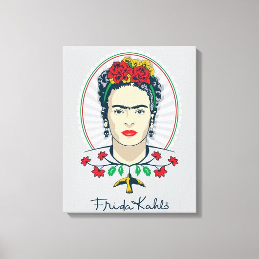 Frida Kahlo Vintage Floral Leinwanddruck (Vorderseite)