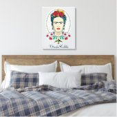 Frida Kahlo Vintage Floral Leinwanddruck (Insitu (Schlafzimmer))