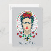 Frida Kahlo Vintage Floral Postkarte (Vorne/Hinten)