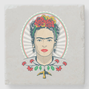 Frida Kahlo Vintage Floral Steinuntersetzer