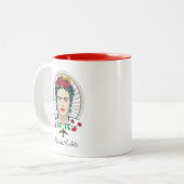 Frida Kahlo Vintage Floral Zweifarbige Tasse (Vorderseite Links)